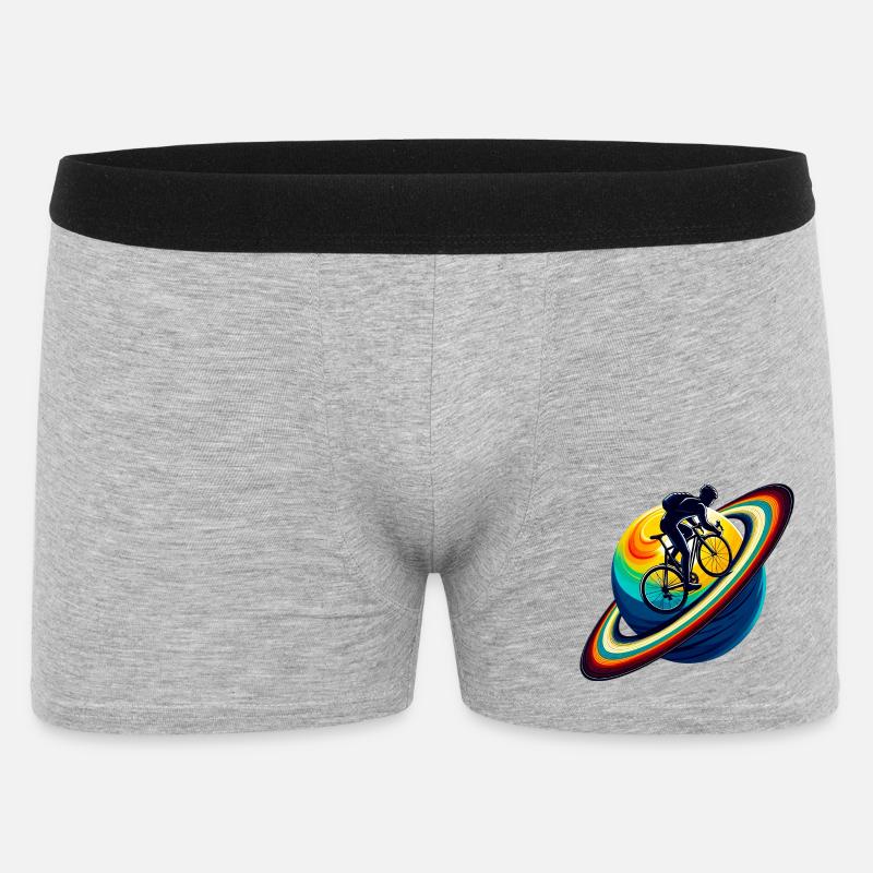 Radfahrer auf dem Saturn - Männer Boxer Shorts - Grau meliert