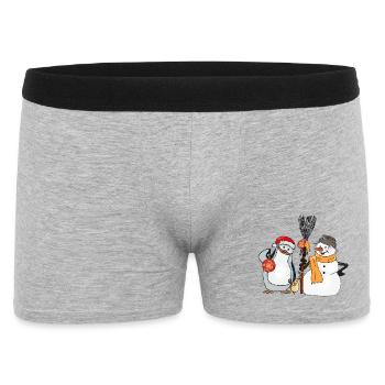 Pinguinweihnacht - Männer Boxer Shorts - Grau meliert - Vorne