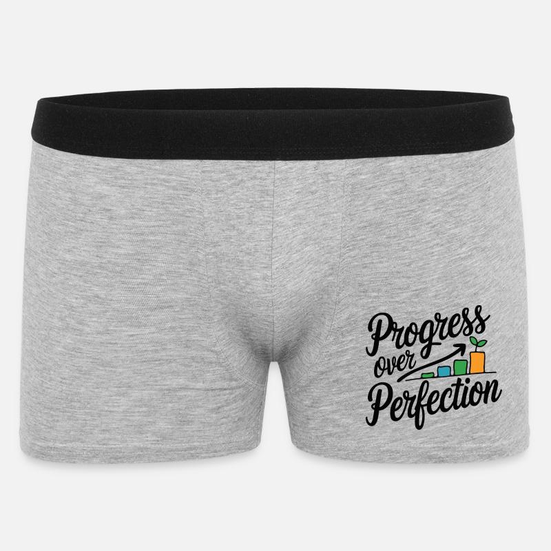 Wachstumsdiagramm "Fortschritt über Perfektion" - Männer Boxer Shorts - Grau meliert