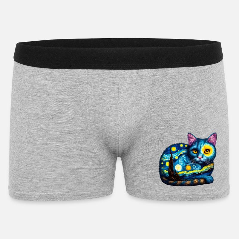 Katze - Männer Boxer Shorts - Grau meliert