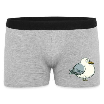 Comic Fat Fat North Sea Moin Seagull Pier Harbor - Men's Boxer Shorts - heather grey - Front