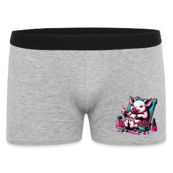 Piggy Pediküre mit Beerenrotlack - Männer Boxer Shorts - Grau meliert - Vorne
