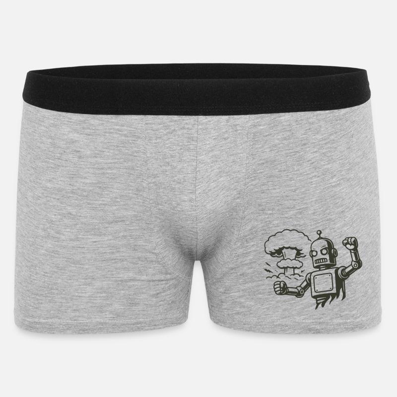 Robot rétro devant un nuage d’explosion - Boxer Homme - gris chiné