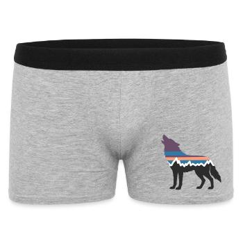 Wolf Dog Mountain Landscape Forest Hiking Silhouette - Men's Boxer Shorts - heather grey - Front