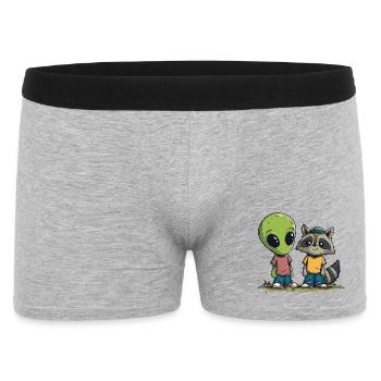 Alien & Raccoon Buddies – Freundschaft zwischen Ga - Männer Boxer Shorts - Grau meliert - Vorne