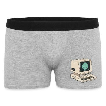 Retro smiley face on vintage computer - Men's Boxer Shorts - heather grey - Front