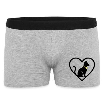 Chat Coeur Silhouette Mignon Amoureux des animaux - Boxer Homme - gris chiné - Devant