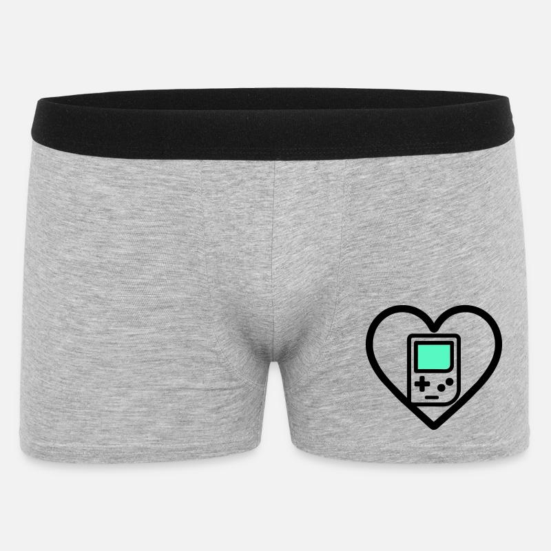 Retro Heart – Retro-Handheld-Konsole - Männer Boxer Shorts - Grau meliert
