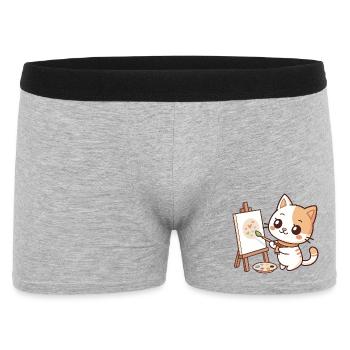 Kawaii Painter Cat on Pastel Palette - Men's Boxer Shorts - heather grey - Front