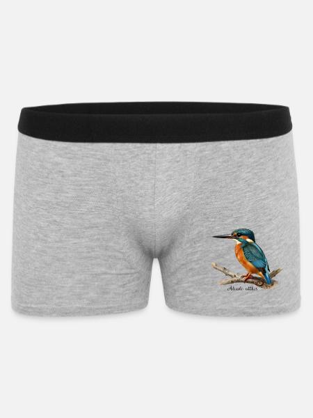 Bunter Eisvögel auf Ast - Männer Boxer Shorts - Grau meliert