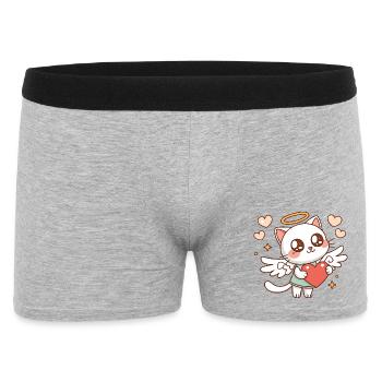 Winged Angelica Cat and Heart - Men's Boxer Shorts - heather grey - Front