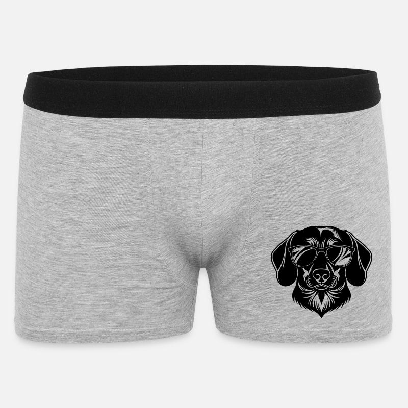 Dackel Hundekopf mit Sonnenbrille - Männer Boxer Shorts - Grau meliert