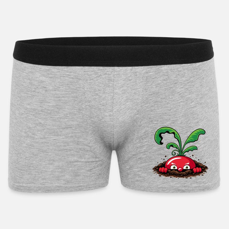 Neugieriges Radieschen aus der Erde  - Männer Boxer Shorts - Grau meliert