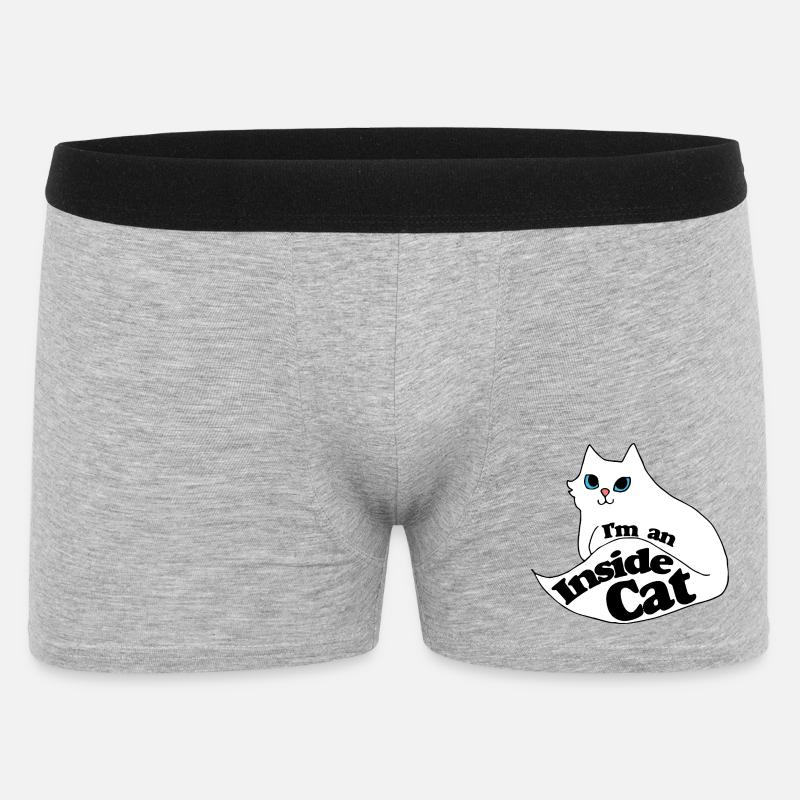Inside Cat Cartoon Slogan Tee - Männer Boxer Shorts - Grau meliert