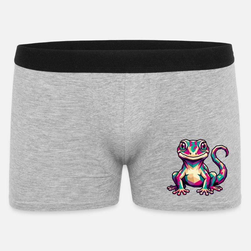 Bunter geometrischer Gecko - Männer Boxer Shorts - Grau meliert