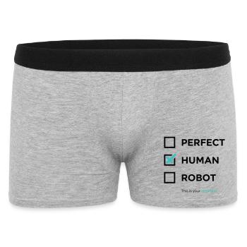 Perfekt, Mensch, Roboter – Erinnerung / angekreuzt - Männer Boxer Shorts - Grau meliert - Vorne