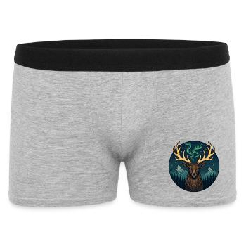 Northern Lights Moose in Mountain Landscape - Men's Boxer Shorts - heather grey - Front