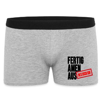 Fertig Amen Aus - Des Isch so Schwäbischer Spruch - Männer Boxer Shorts - Grau meliert - Vorne