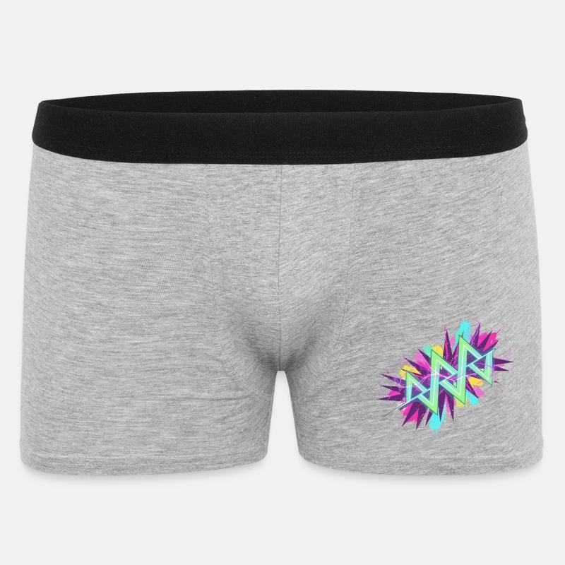 Neon Zickzack Graffiti - Männer Boxer Shorts - Grau meliert