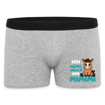 Ich Höre Immer Nur Ein Mimimi Pferd - Männer Boxer Shorts - Grau meliert - Vorne