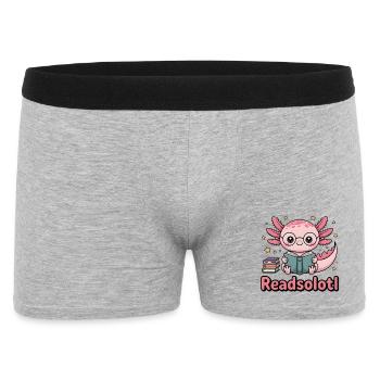 Cute Axolotl with Glasses Readsolotl Book Lover - Men's Boxer Shorts - heather grey - Front