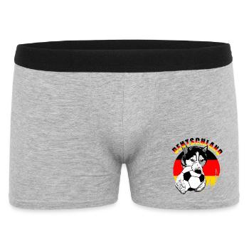 Deutschland Hund mit Fußball - Männer Boxer Shorts - Grau meliert - Vorne