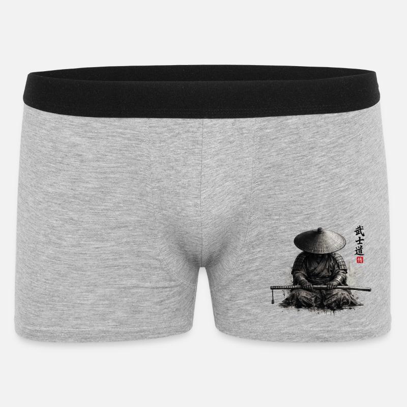 Samurai - Männer Boxer Shorts - Grau meliert