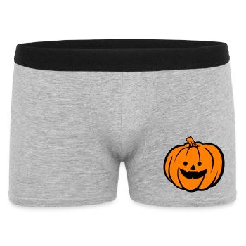 Grusel Kürbis Halloween Motiv - Männer Boxer Shorts - Grau meliert - Vorne