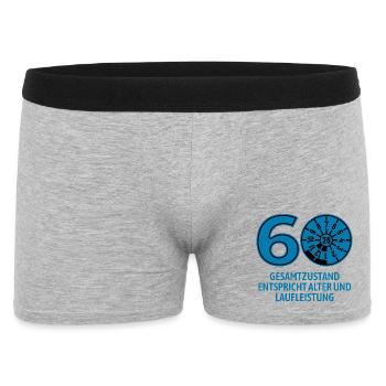 HU Juli 2026 - 60 Jahre - Geburtstag Geschenk - Männer Boxer Shorts - Grau meliert - Vorne