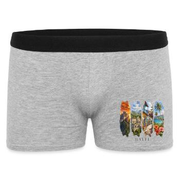 Voyage de vacances en Haïti – Culture caribéenne et motif paysager - Boxer Homme - gris chiné - Devant
