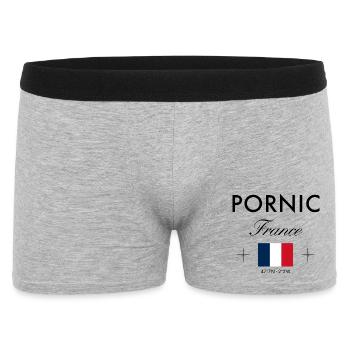 Pornic Frankreich Koordinaten Reise Souvenir - Männer Boxer Shorts - Grau meliert - Vorne