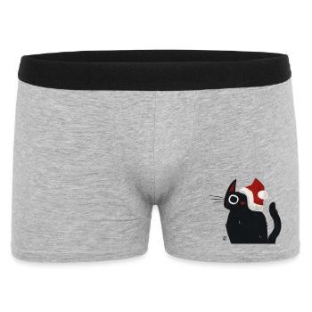Chat noir avec chapeau de Père Noël - Boxer Homme - gris chiné - Devant