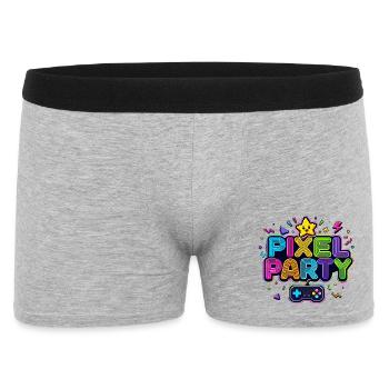 Retro Pixel Party 80er Jahre - Männer Boxer Shorts - Grau meliert - Vorne