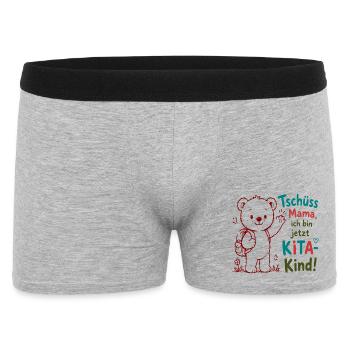 Kita Abschied Bär Motiv - Männer Boxer Shorts - Grau meliert - Vorne