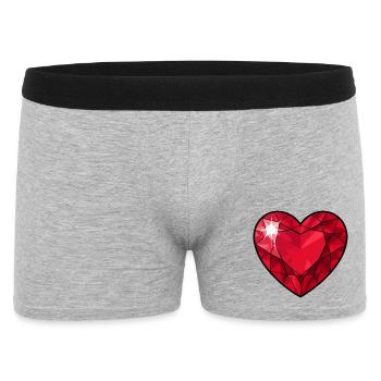 Rubin Kristallherz - Männer Boxer Shorts - Grau meliert - Vorne
