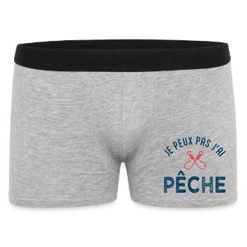 Je peux pas j'ai pêche – T-shirt pêcheur humour - Boxer Homme - gris chiné - Devant