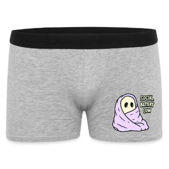 Kawaii Akku Leer Social Battery Low - Männer Boxer Shorts - Grau meliert - Vorne