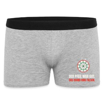 Dart Ausrede: Das Board hing falsch - Männer Boxer Shorts - Grau meliert - Vorne