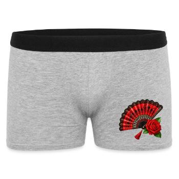 Spanischer Fächer mit Rose - Männer Boxer Shorts - Grau meliert - Vorne