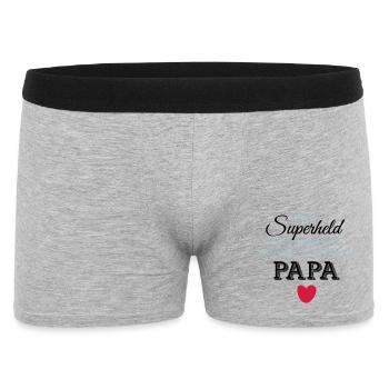 Superheld Papa T-Day2015 Feelings - Männer Boxer Shorts - Grau meliert - Vorne