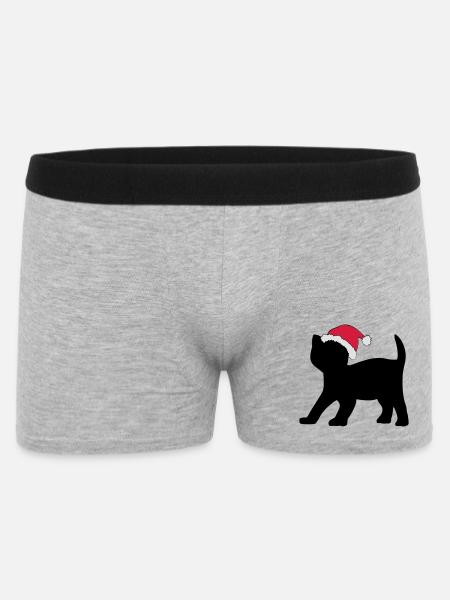 Kitten in an Xmas Hat. - Men's Boxer Shorts - heather grey