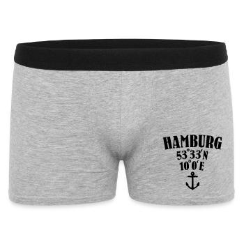Hamburg Koordinaten - Männer Boxer Shorts - Grau meliert - Vorne
