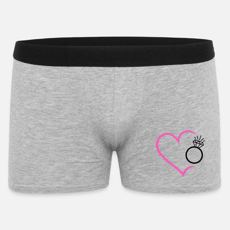 Herz mit Diamantring Ehering Ring Hochzeit Braut - Männer Boxer Shorts - Grau meliert