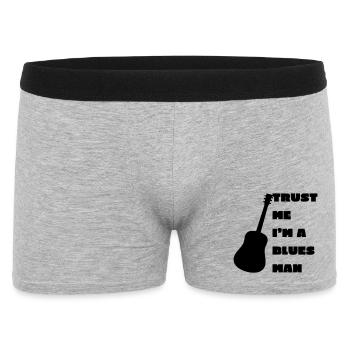 Blues man, musicien, instrument, guitare # - Boxer Homme - gris chiné - Devant