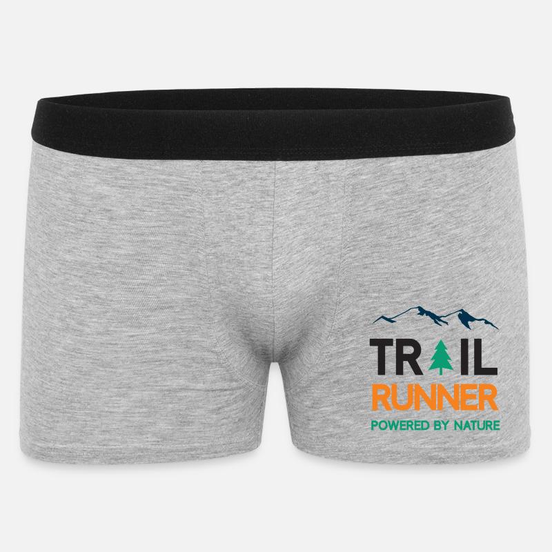 Trail Runner - Powered by Nature - Männer Boxer Shorts - Grau meliert
