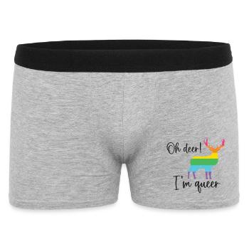 Pride Month LGBTQ - Oh Deer I'm Queer! - Men's Boxer Shorts - heather grey - Front