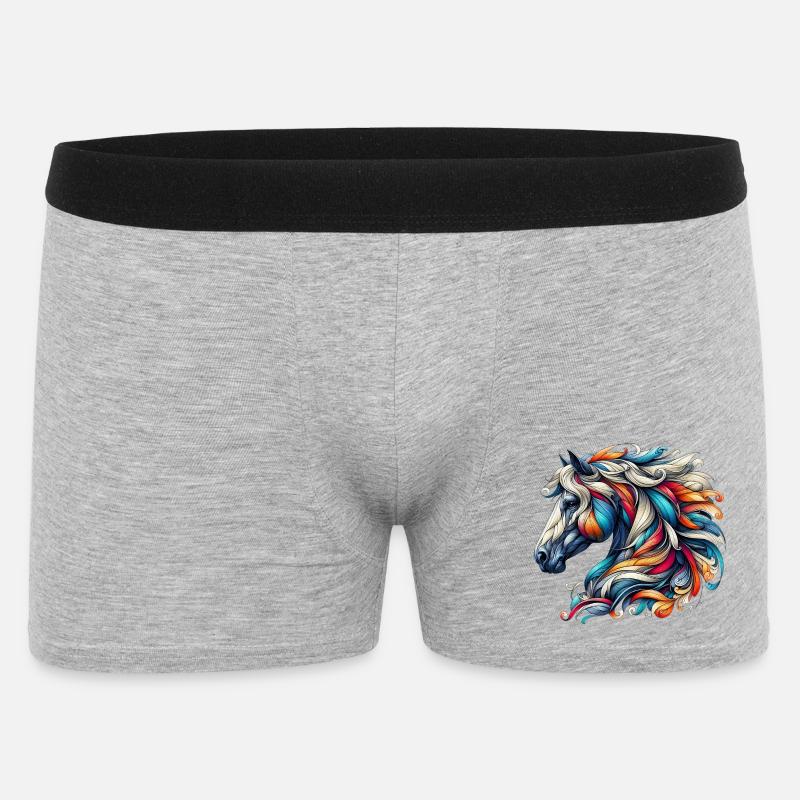 Pferd - Männer Boxer Shorts - Grau meliert