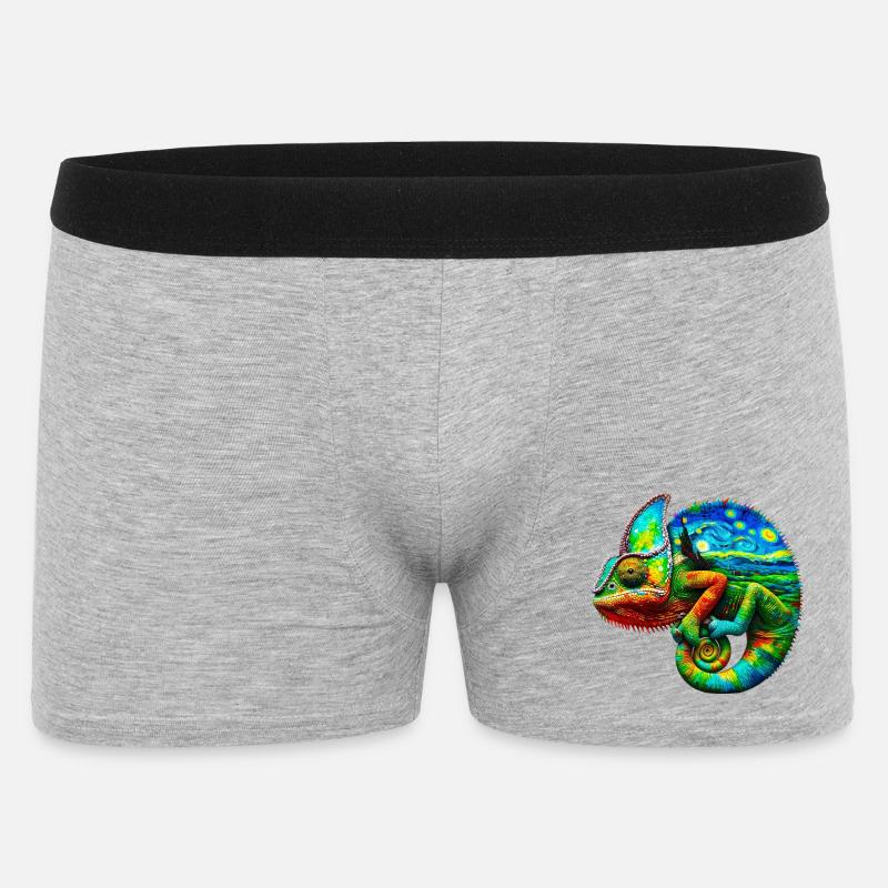Van Gogh Chamäleon - Männer Boxer Shorts - Grau meliert