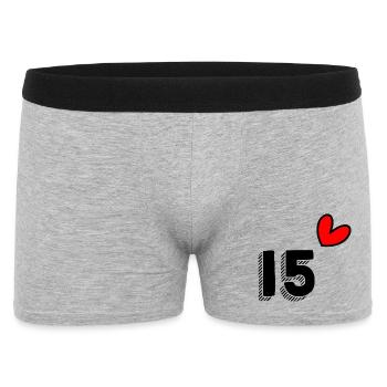 15. 15 ANS. 15e ANNIVERSAIRE. ANNIVERSAIRE 15 ANS. - Boxer Homme - gris chiné - Devant