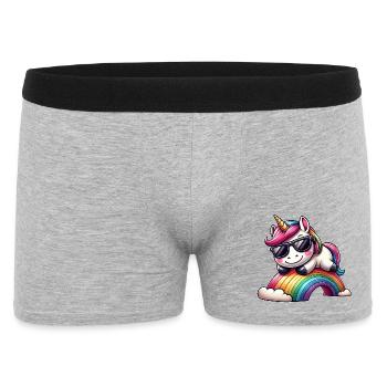 Cooles Einhorn Regenbogen Sonnenbrille Wolken - Männer Boxer Shorts - Grau meliert - Vorne